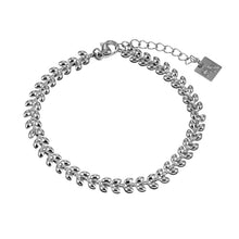 MAGDA Argent (Or blanc) : Bracelet large à motif feuillage