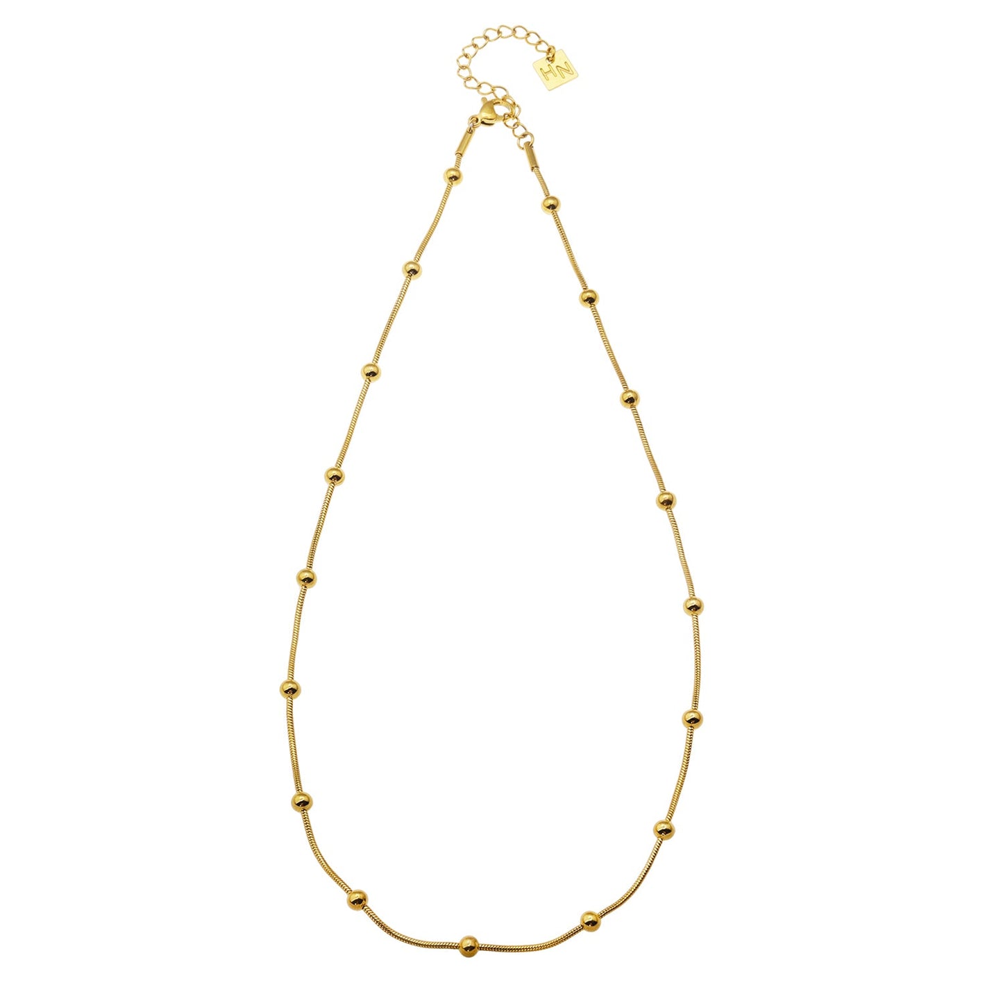 MAKARIA : Collier chaîne texturé serpent avec perles en forme de boule