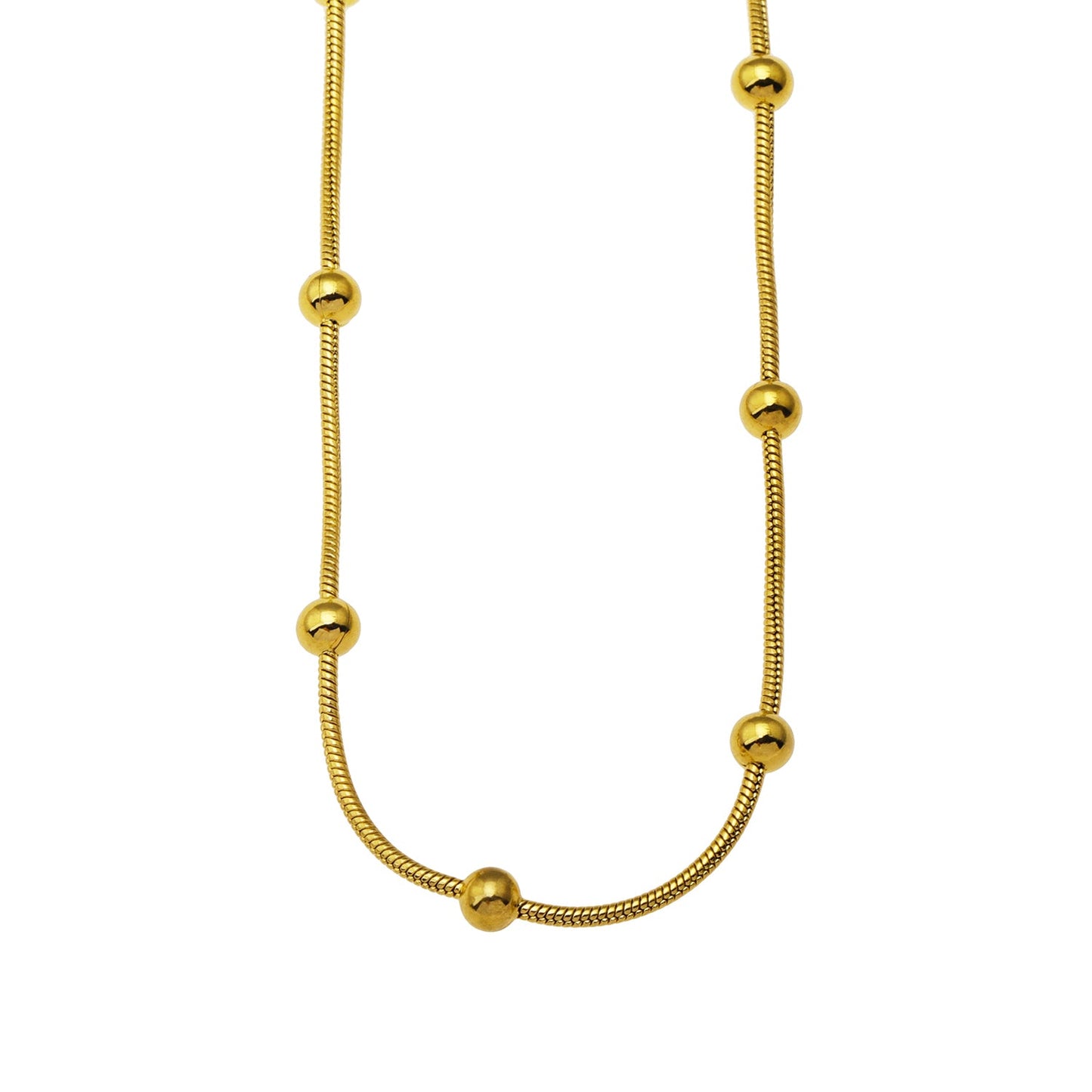 MAKARIA : Collier chaîne texturé serpent avec perles en forme de boule