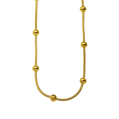 MAKARIA : Collier chaîne texturé serpent avec perles en forme de boule