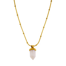 MAKEDA: Amethyst Stone Pendant Anchored on a Beaded Snake Skin Textured Chain Necklace