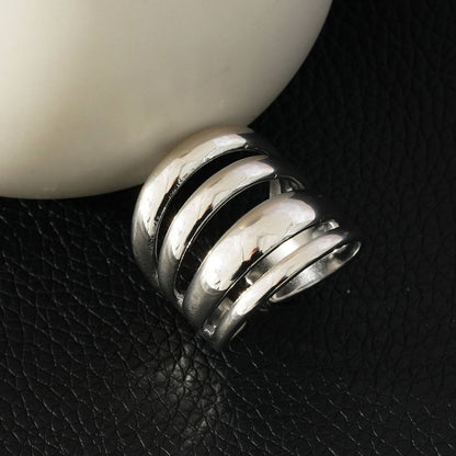 MAKET Argent (Or blanc) : Quatre bagues empilées en une