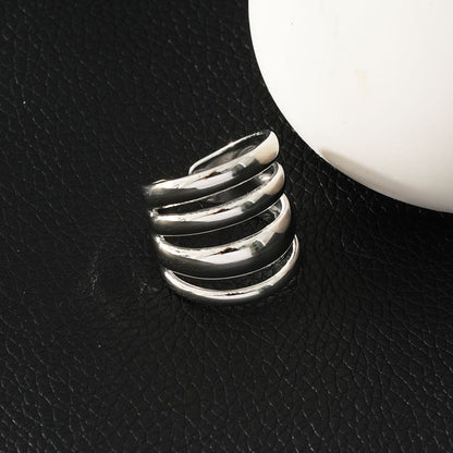 MAKET Argent (Or blanc) : Quatre bagues empilées en une
