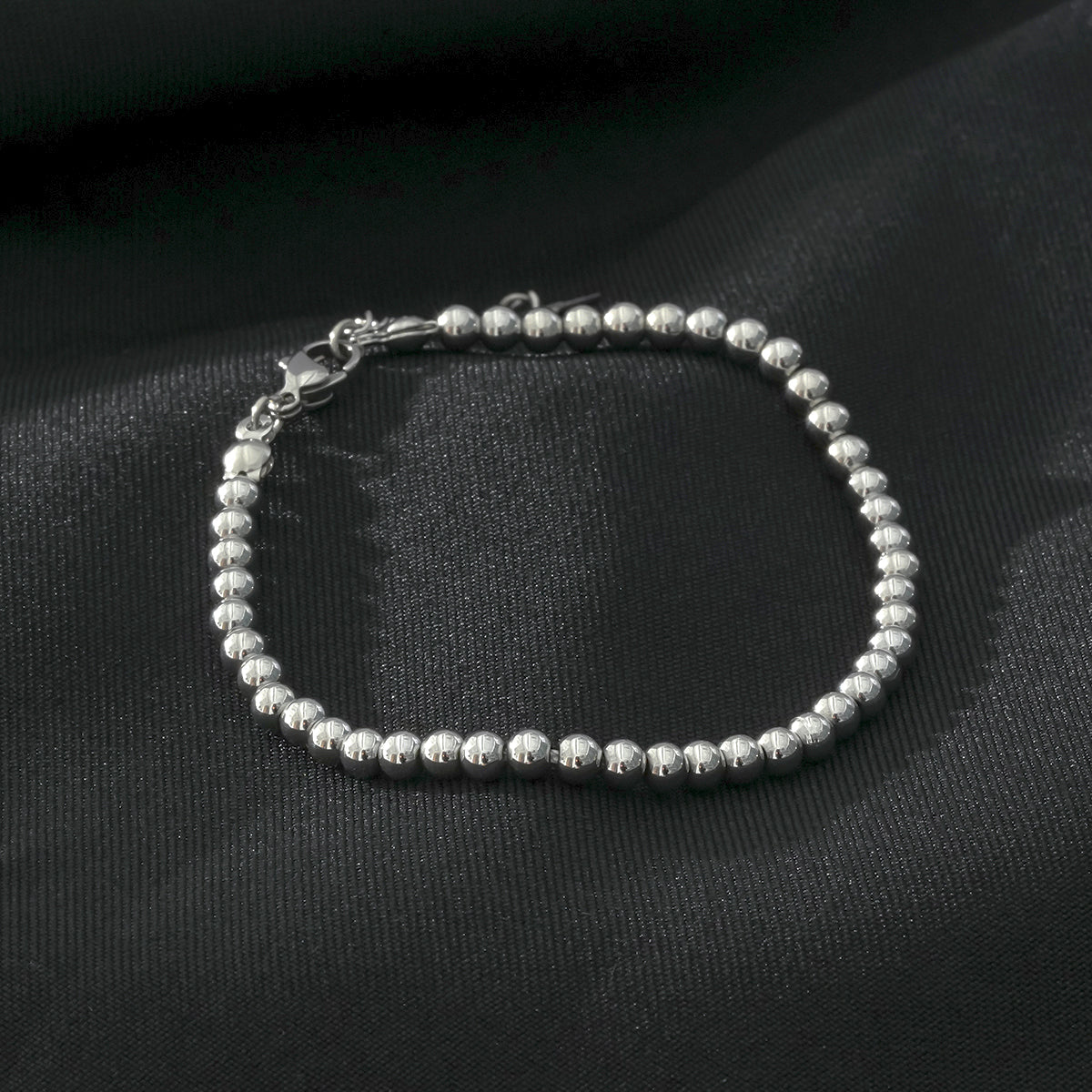 MANAMI Or Blanc Argenté : Bracelet Chaîne Contemporain Perles Boules