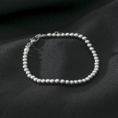 MANAMI Or Blanc Argenté : Bracelet Chaîne Contemporain Perles Boules