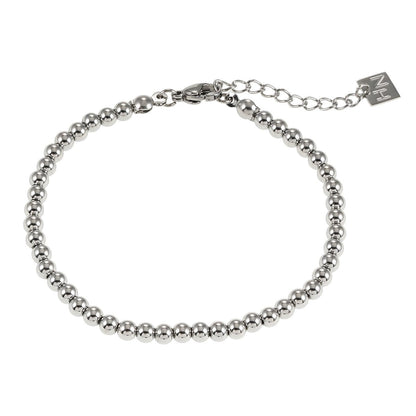 MANAMI Or Blanc Argenté : Bracelet Chaîne Contemporain Perles Boules