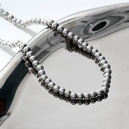 MANAMI Or Blanc Argenté : Bracelet Chaîne Contemporain Perles Boules