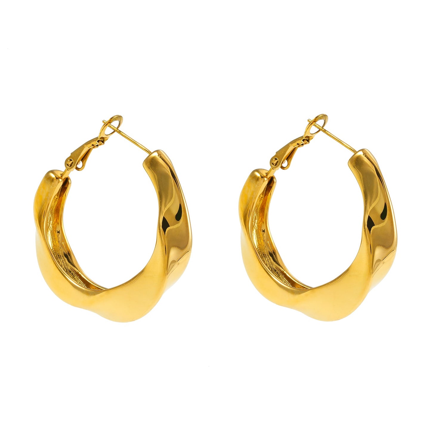 Boucles d'oreilles créoles abstraites sculptées MARFA Gold