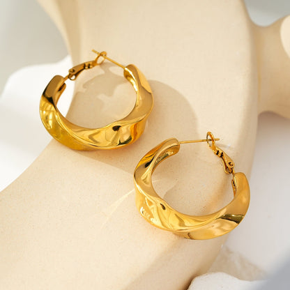 Boucles d'oreilles créoles abstraites sculptées MARFA Gold