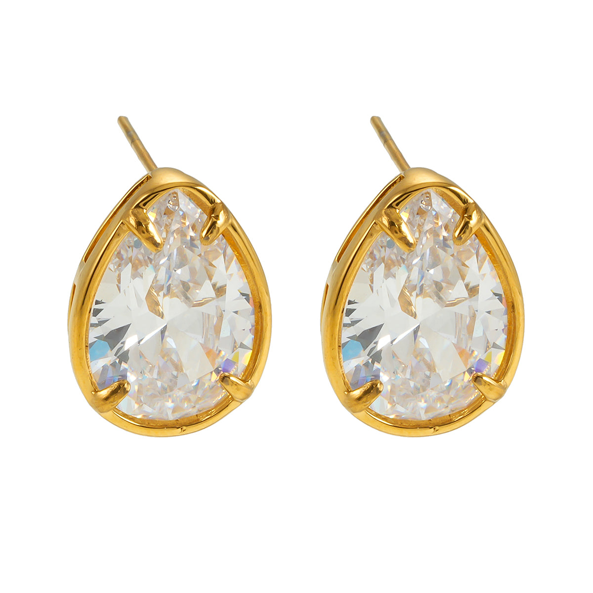 MARTHA Gold : Puces d'oreilles goutte Moissanite (Alternative au Diamant)