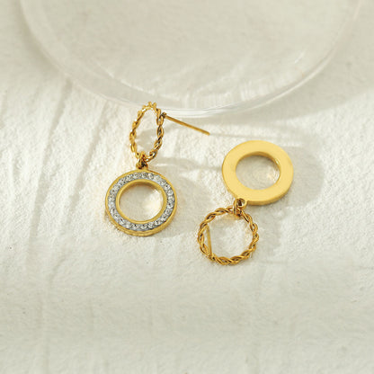 Boucles d'oreilles doubles créoles pavées de zircone MAYA