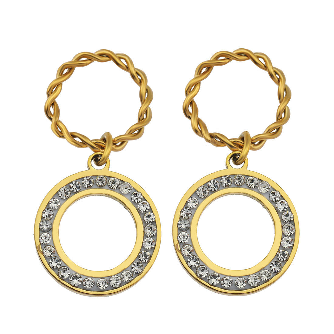 Boucles d'oreilles doubles créoles pavées de zircone MAYA