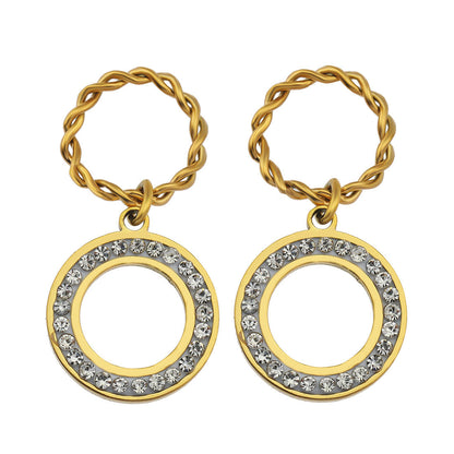 Boucles d'oreilles doubles créoles pavées de zircone MAYA