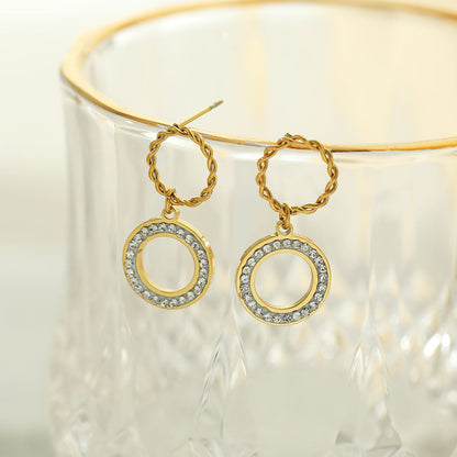 Boucles d'oreilles doubles créoles pavées de zircone MAYA
