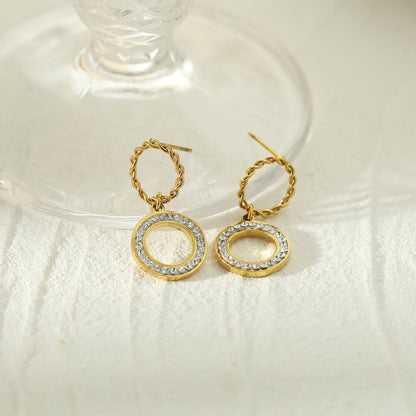 Boucles d'oreilles doubles créoles pavées de zircone MAYA