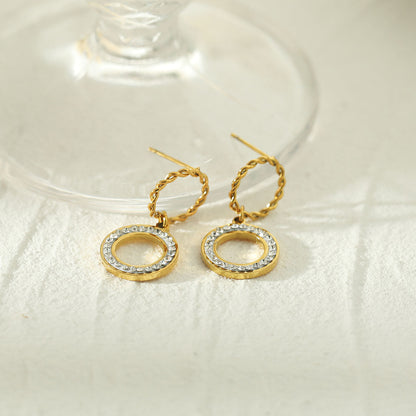 Boucles d'oreilles doubles créoles pavées de zircone MAYA