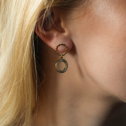 Boucles d'oreilles doubles créoles pavées de zircone MAYA