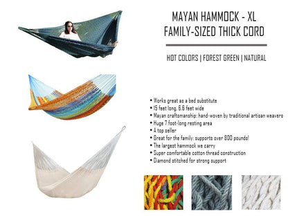 Hamac Maya en Corde Épaisse XL avec Support en Bambou