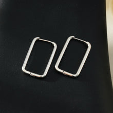 MAZUNTA Silver (White Gold): Rentangle Shaped Hoops - A Bold Twist on Classic Elegance