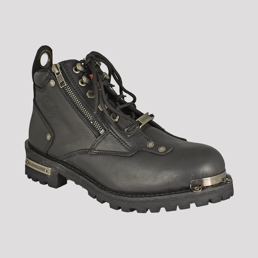 Bottes de moto lacées Milwaukee Leather 15,2 cm à double fermeture éclair pour hommes