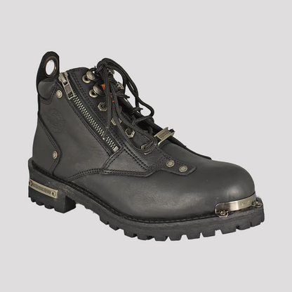 Bottes de moto lacées Milwaukee Leather 15,2 cm à double fermeture éclair pour hommes