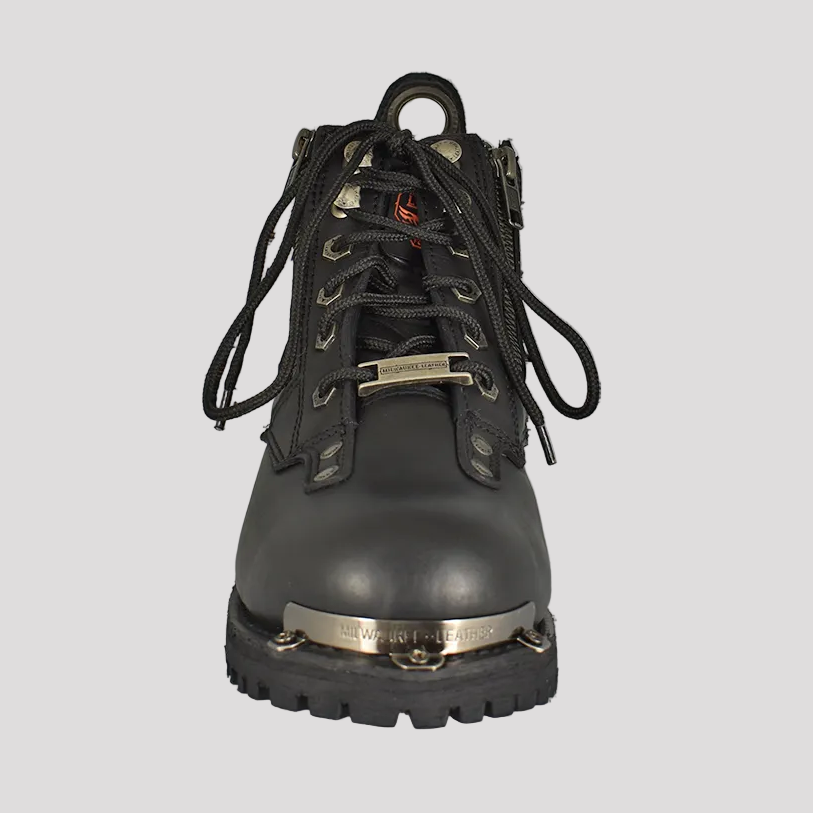 Bottes de moto lacées Milwaukee Leather 15,2 cm à double fermeture éclair pour hommes
