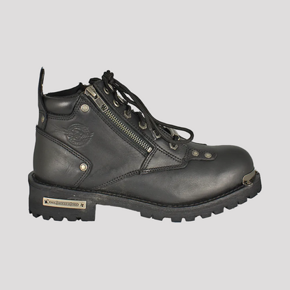 Bottes de moto lacées Milwaukee Leather 15,2 cm à double fermeture éclair pour hommes
