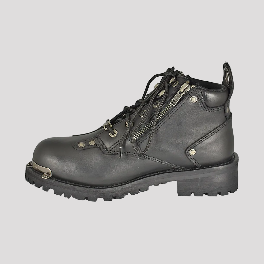 Bottes de moto lacées Milwaukee Leather 15,2 cm à double fermeture éclair pour hommes
