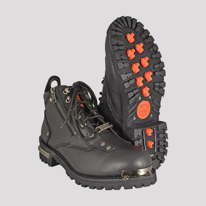 Bottes de moto lacées Milwaukee Leather 15,2 cm à double fermeture éclair pour hommes