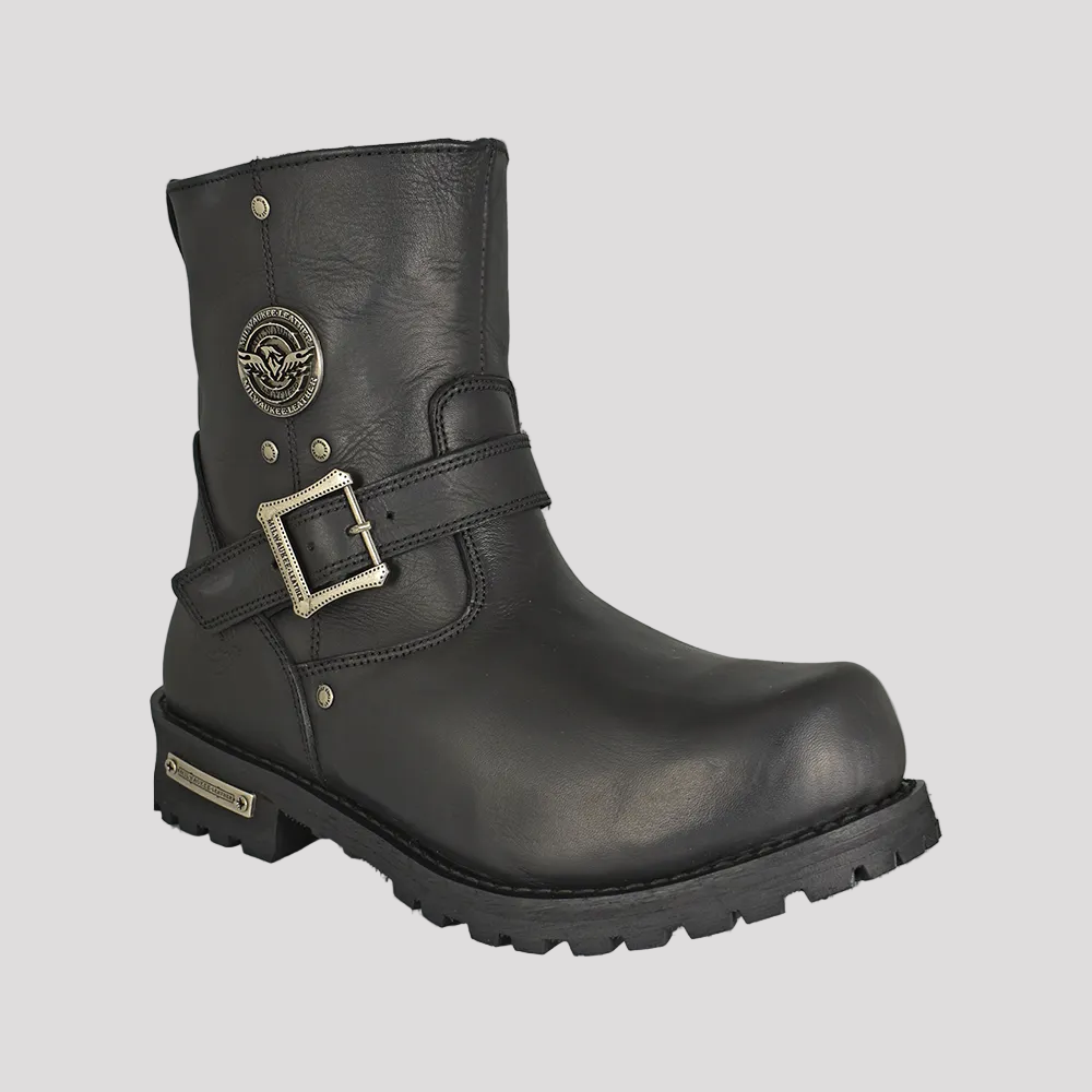 Bottes de moto Milwaukee Leather pour hommes, larges, à fermeture éclair latérale de 6 po
