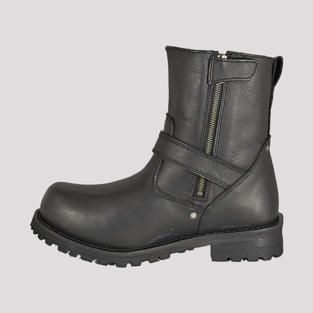 Bottes de moto Milwaukee Leather pour hommes, larges, à fermeture éclair latérale de 6 po