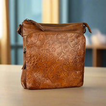 Sac à bandoulière en cuir véritable MET pour femme. Sac à main floral gaufré de haute qualité