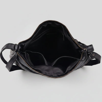 Sac bandoulière en cuir MET avec deux poches zippées