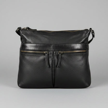 Sac bandoulière en cuir MET avec deux poches zippées