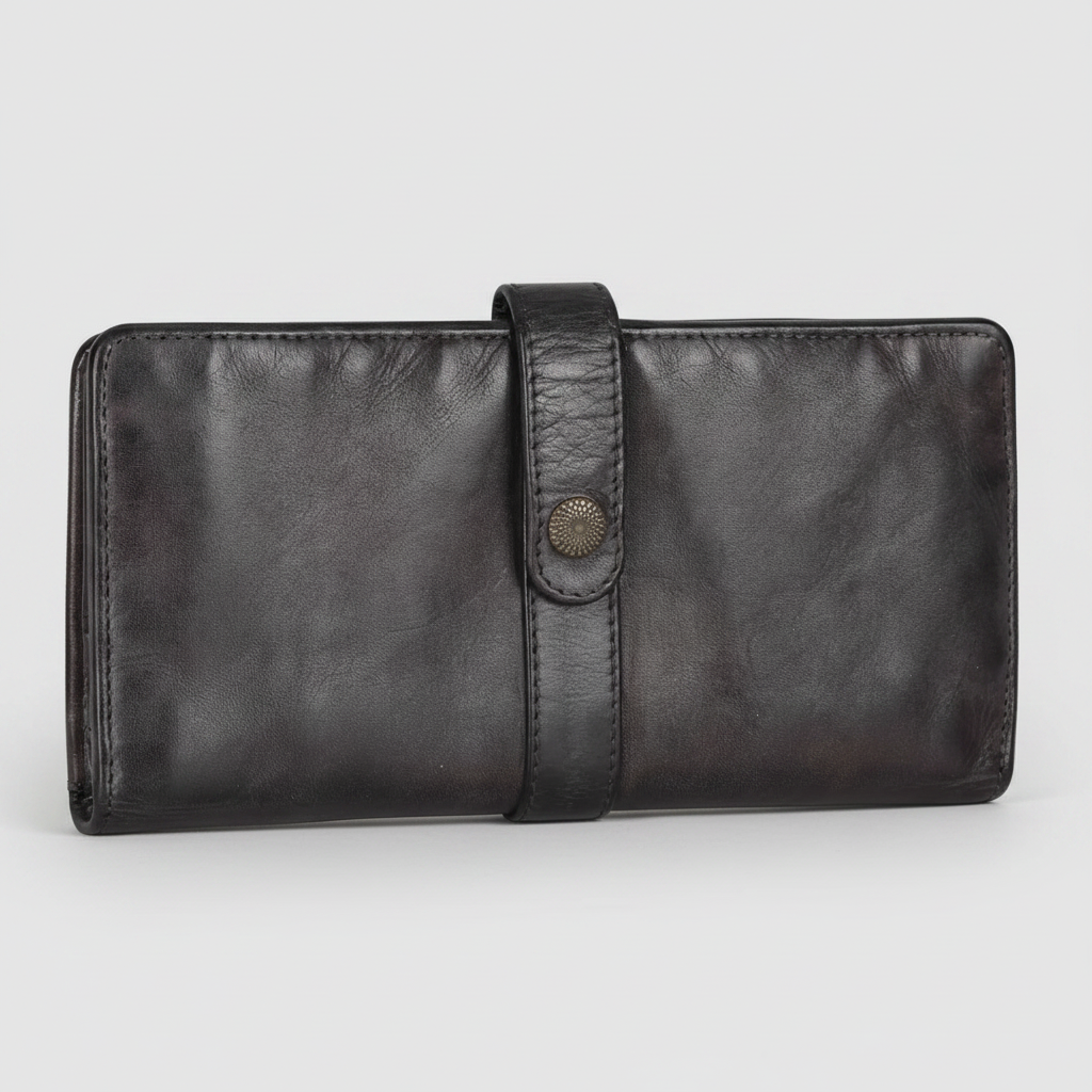 Portefeuille en cuir à bouton-pression MET pour femme