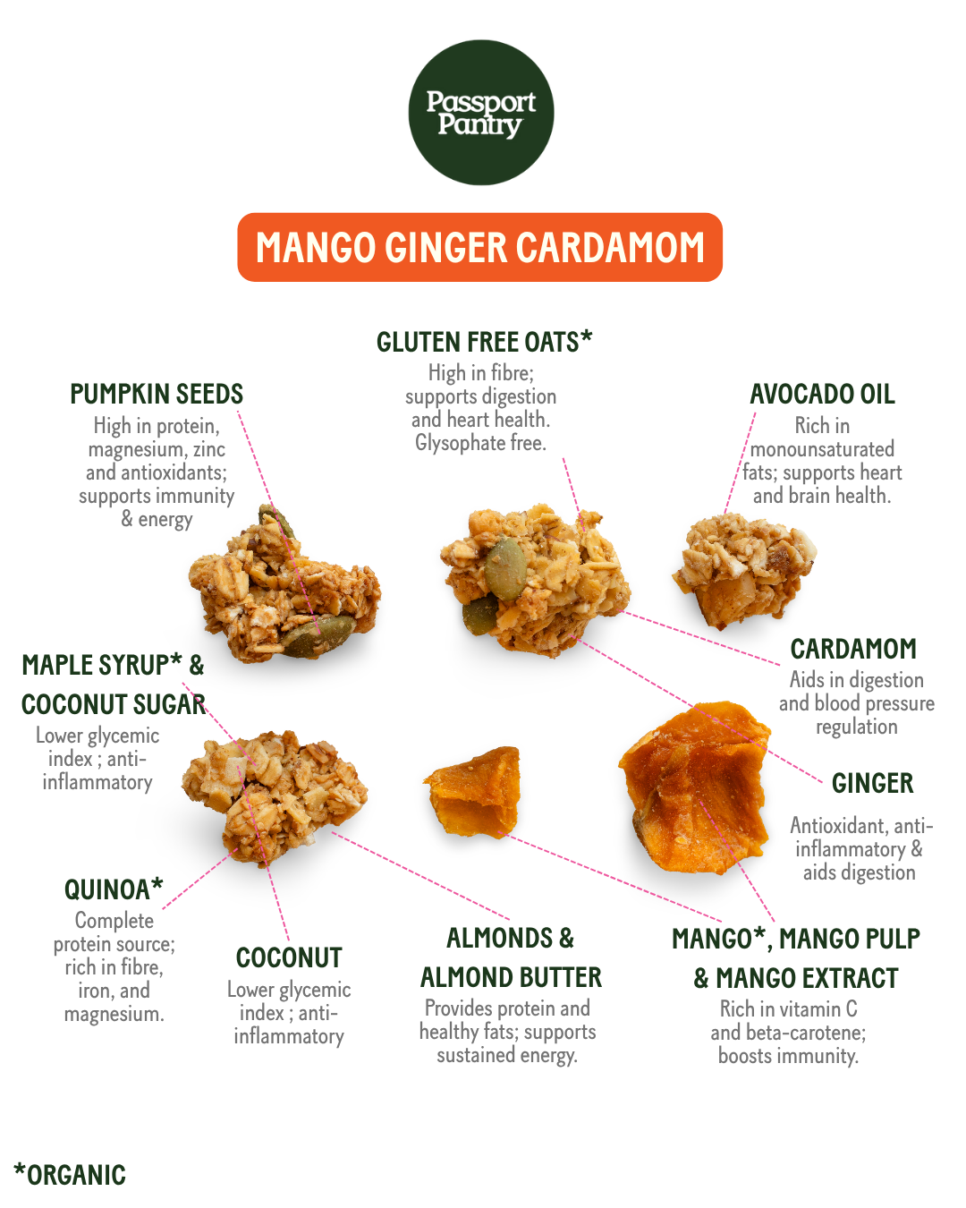 Mangue Gingembre Cardamome | Pépites de Granola
