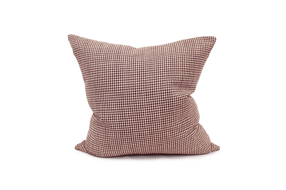 Housse de coussin pied-de-poule cramoisi