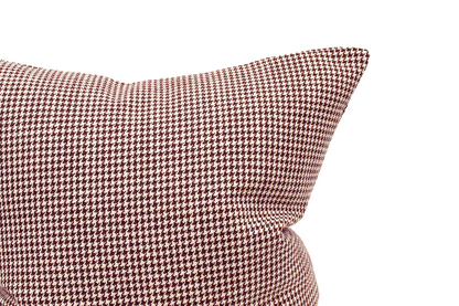 Housse de coussin pied-de-poule cramoisi