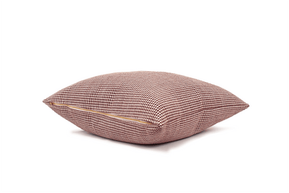 Housse de coussin pied-de-poule cramoisi