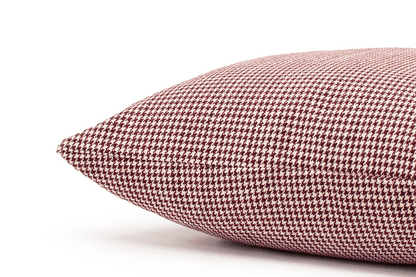Housse de coussin pied-de-poule cramoisi