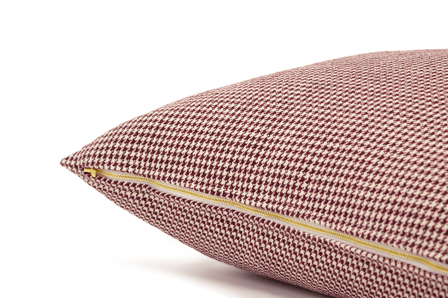Housse de coussin pied-de-poule cramoisi