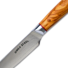 Ginza Steel MIA 12 Utility Knife 5” – Damascus AUS10, 67-Layer, Olive Wood Handle