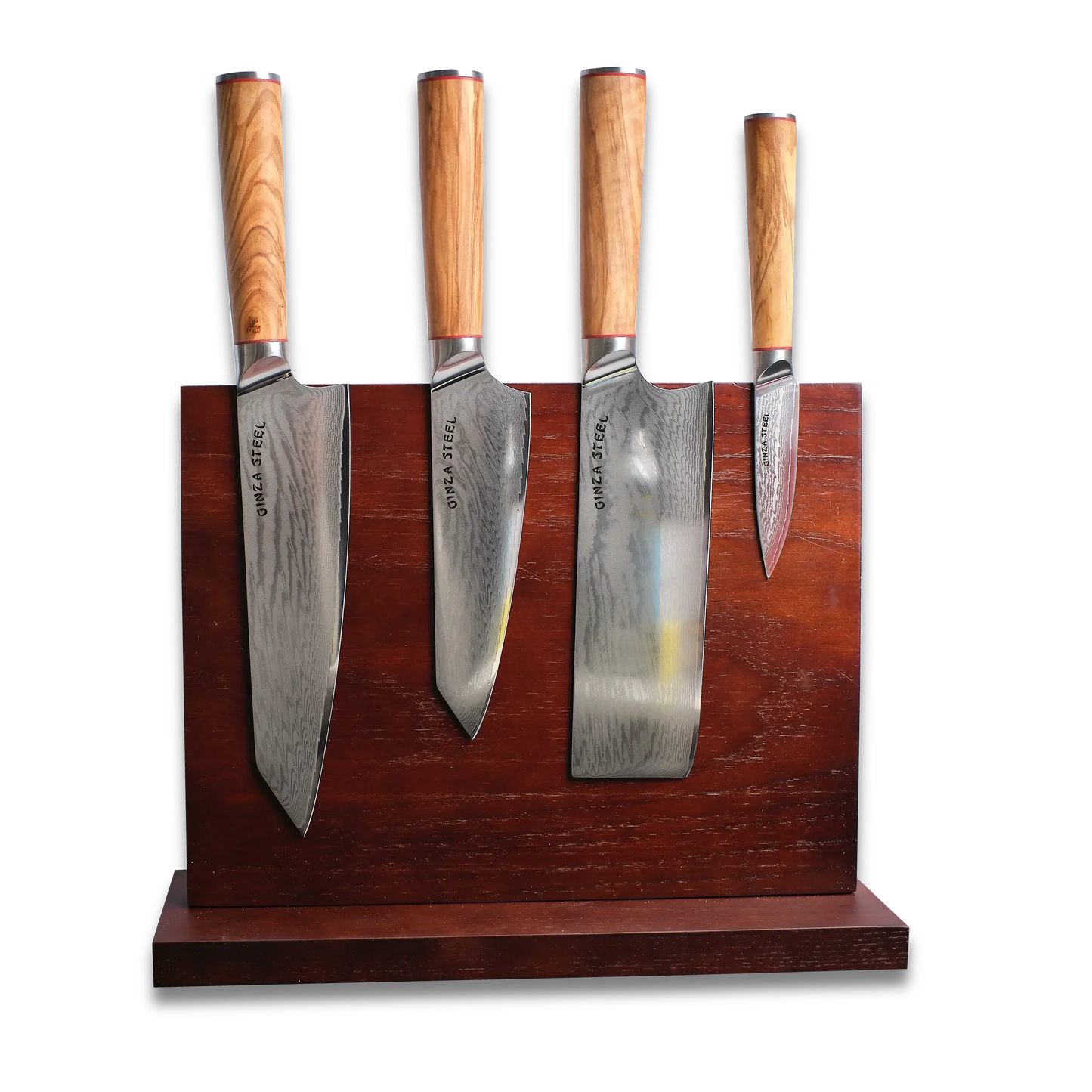 Ginza Steel Série KC MIA FIVE – Set de 5 couteaux essentiels avec bloc de bois magnétique