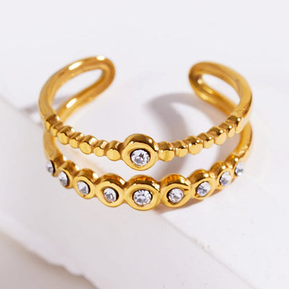 MILADIA: Bague double empilée ornée de perles et de zircons