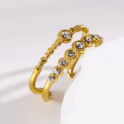 MILADIA: Bague double empilée ornée de perles et de zircons