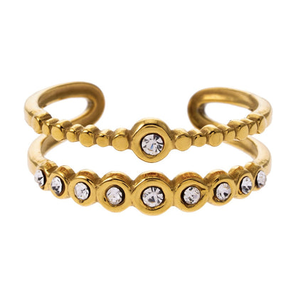 MILADIA: Bague double empilée ornée de perles et de zircons