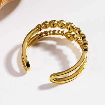 MILADIA: Bague double empilée ornée de perles et de zircons