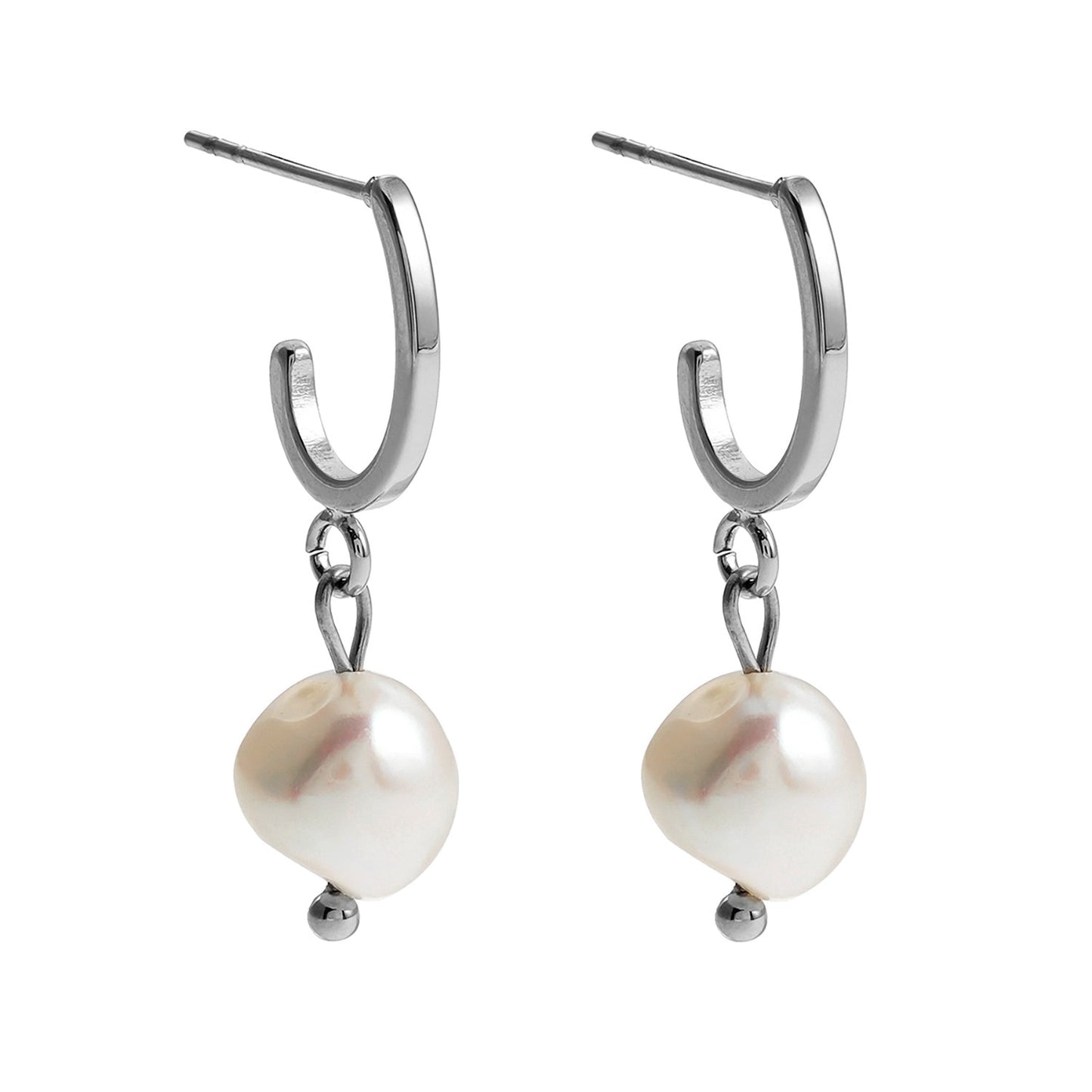 MILANO : Boucles d'oreilles pendantes en argent avec perles de culture d'eau douce J-Bar