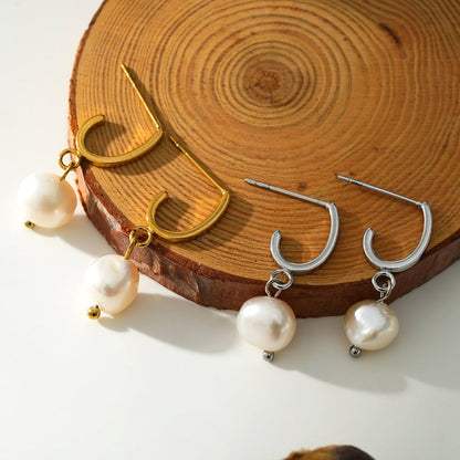 MILANO : Boucles d'oreilles pendantes en argent avec perles de culture d'eau douce J-Bar