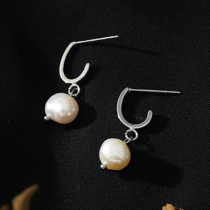 MILANO : Boucles d'oreilles pendantes en argent avec perles de culture d'eau douce J-Bar